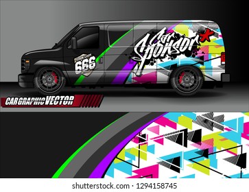 cargo van livery graphic vector. abstract race style background design for vehicle vinyl wrap and car branding 