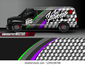 cargo van livery graphic vector. abstract race style background design for vehicle vinyl wrap and car branding 