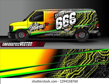 cargo van livery graphic vector. abstract race style background design for vehicle vinyl wrap and car branding 