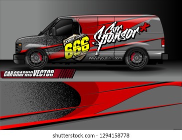 cargo van livery graphic vector. abstract race style background design for vehicle vinyl wrap and car branding 