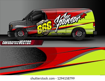 cargo van livery graphic vector. abstract race style background design for vehicle vinyl wrap and car branding 