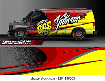 cargo van livery graphic vector. abstract race style background design for vehicle vinyl wrap and car branding 