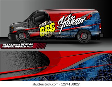 cargo van livery graphic vector. abstract race style background design for vehicle vinyl wrap and car branding 