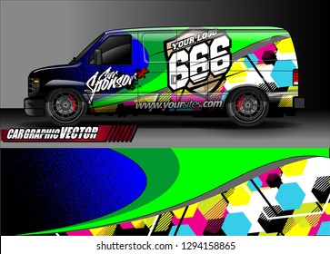 cargo van livery graphic vector. abstract race style background design for vehicle vinyl wrap and car branding 