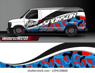 cargo van livery graphic vector. abstract race style background design for vehicle vinyl wrap and car branding 