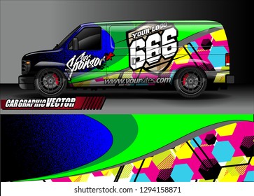 cargo van livery graphic vector. abstract race style background design for vehicle vinyl wrap and car branding 
