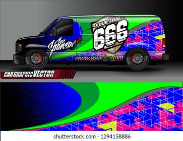 cargo van livery graphic vector. abstract race style background design for vehicle vinyl wrap and car branding 