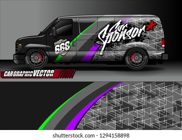 cargo van livery graphic vector. abstract race style background design for vehicle vinyl wrap and car branding 