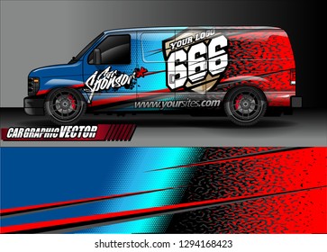 cargo van livery graphic vector. abstract race style background design for vehicle vinyl wrap and car branding 