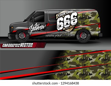cargo van livery graphic vector. abstract race style background design for vehicle vinyl wrap and car branding 
