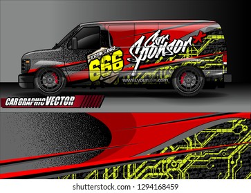 cargo van livery graphic vector. abstract race style background design for vehicle vinyl wrap and car branding 