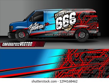 cargo van livery graphic vector. abstract race style background design for vehicle vinyl wrap and car branding 