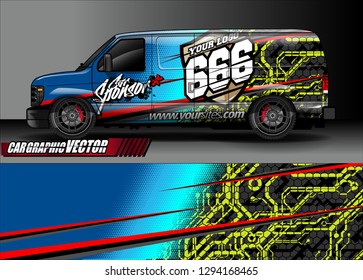 cargo van livery graphic vector. abstract race style background design for vehicle vinyl wrap and car branding 