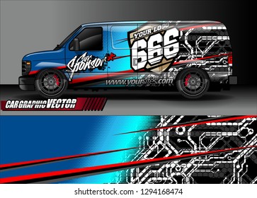 cargo van livery graphic vector. abstract race style background design for vehicle vinyl wrap and car branding 