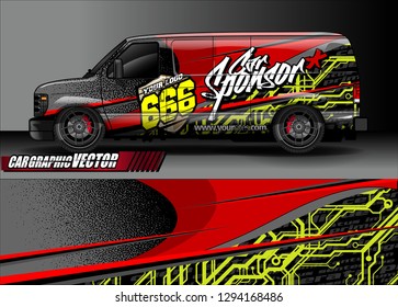 cargo van livery graphic vector. abstract race style background design for vehicle vinyl wrap and car branding 