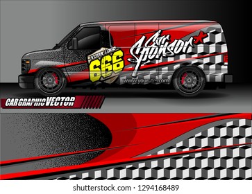 cargo van livery graphic vector. abstract race style background design for vehicle vinyl wrap and car branding 