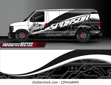 cargo van livery graphic vector. abstract race style background design for vehicle vinyl wrap and car branding 