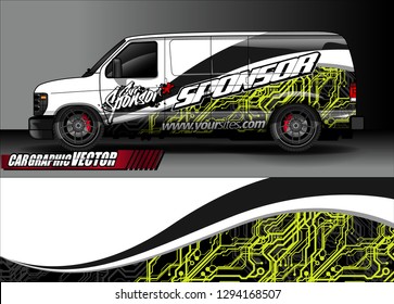 cargo van livery graphic vector. abstract race style background design for vehicle vinyl wrap and car branding 