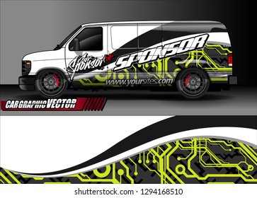 cargo van livery graphic vector. abstract race style background design for vehicle vinyl wrap and car branding 