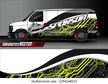 cargo van livery graphic vector. abstract race style background design for vehicle vinyl wrap and car branding 