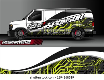 cargo van livery graphic vector. abstract race style background design for vehicle vinyl wrap and car branding 