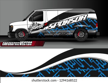 cargo van livery graphic vector. abstract race style background design for vehicle vinyl wrap and car branding 