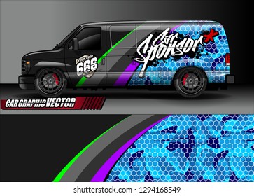 cargo van livery graphic vector. abstract race style background design for vehicle vinyl wrap and car branding 