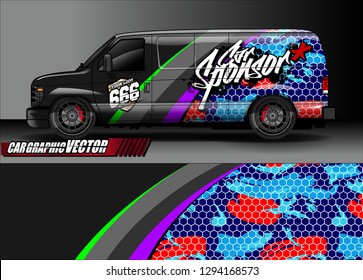 cargo van livery graphic vector. abstract race style background design for vehicle vinyl wrap and car branding 