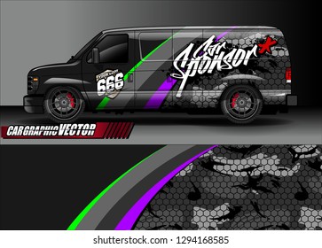 cargo van livery graphic vector. abstract race style background design for vehicle vinyl wrap and car branding 