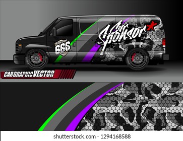 cargo van livery graphic vector. abstract race style background design for vehicle vinyl wrap and car branding 