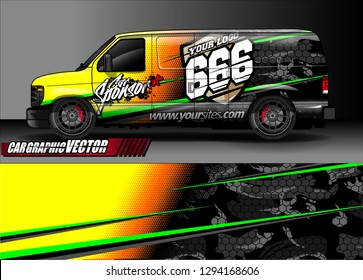 cargo van livery graphic vector. abstract race style background design for vehicle vinyl wrap and car branding 