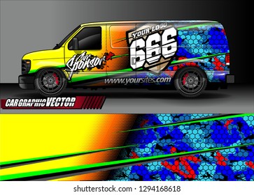 cargo van livery graphic vector. abstract race style background design for vehicle vinyl wrap and car branding 
