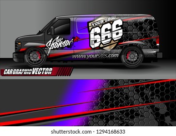 cargo van livery graphic vector. abstract race style background design for vehicle vinyl wrap and car branding 