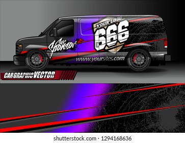 cargo van livery graphic vector. abstract race style background design for vehicle vinyl wrap and car branding 