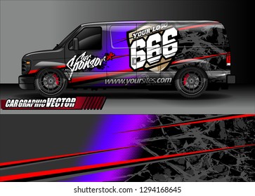 cargo van livery graphic vector. abstract race style background design for vehicle vinyl wrap and car branding 