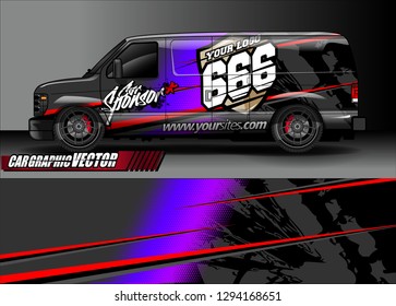 cargo van livery graphic vector. abstract race style background design for vehicle vinyl wrap and car branding 