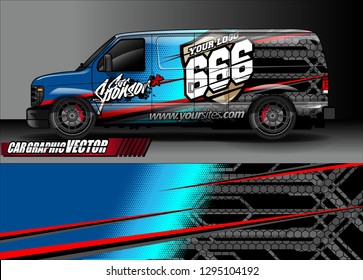 cargo van livery graphic vector. abstract race style background design for vehicle vinyl wrap and car branding 