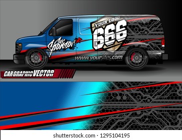 cargo van livery graphic vector. abstract race style background design for vehicle vinyl wrap and car branding 