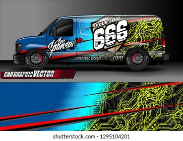 cargo van livery graphic vector. abstract race style background design for vehicle vinyl wrap and car branding 