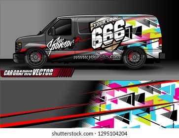 cargo van livery graphic vector. abstract race style background design for vehicle vinyl wrap and car branding 