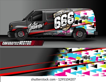 cargo van livery graphic vector. abstract race style background design for vehicle vinyl wrap and car branding 