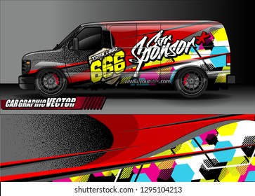 cargo van livery graphic vector. abstract race style background design for vehicle vinyl wrap and car branding 