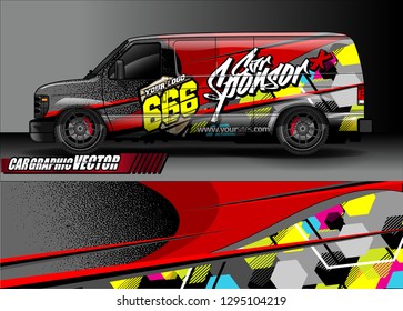 cargo van livery graphic vector. abstract race style background design for vehicle vinyl wrap and car branding 