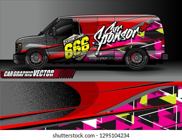 cargo van livery graphic vector. abstract race style background design for vehicle vinyl wrap and car branding 