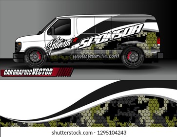 cargo van livery graphic vector. abstract race style background design for vehicle vinyl wrap and car branding 