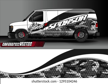 cargo van livery graphic vector. abstract race style background design for vehicle vinyl wrap and car branding 
