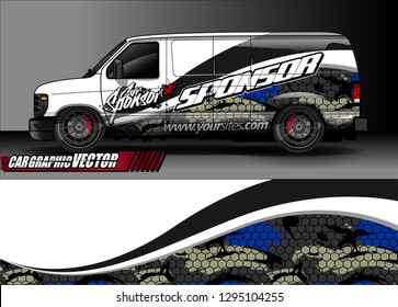 cargo van livery graphic vector. abstract race style background design for vehicle vinyl wrap and car branding 