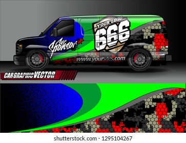cargo van livery graphic vector. abstract race style background design for vehicle vinyl wrap and car branding 