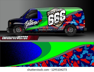 cargo van livery graphic vector. abstract race style background design for vehicle vinyl wrap and car branding 