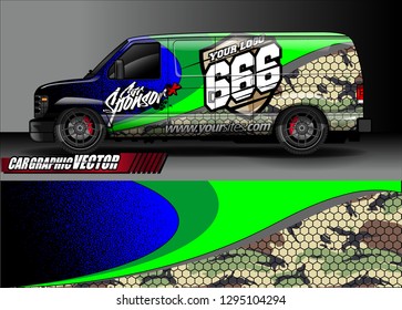 cargo van livery graphic vector. abstract race style background design for vehicle vinyl wrap and car branding 
